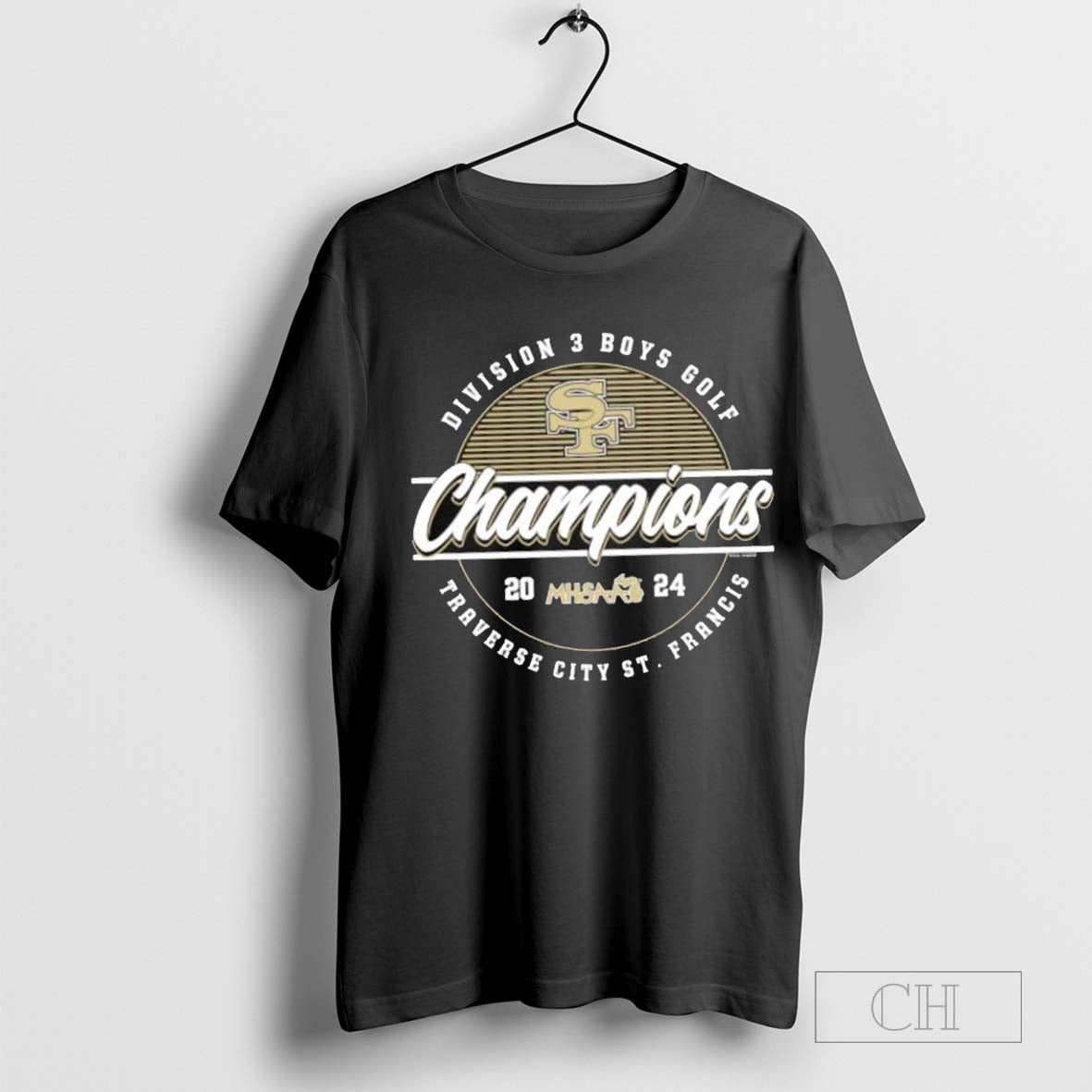 Traverse City St. Francis 2024 MHSAA Boys Golf Division 3 Champions T-shirt Hoodie Sweatshirt | TeeSparky.com
