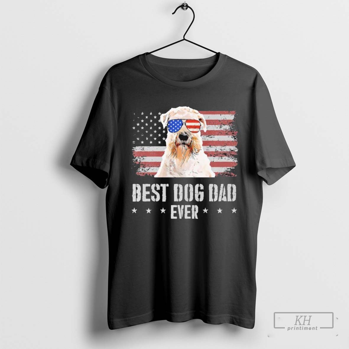 Wheaten Terrier Best Dog Dad Ever Retro Usa American Flag T Shirt Hoodie Sweatshirt | TeeSparky.com