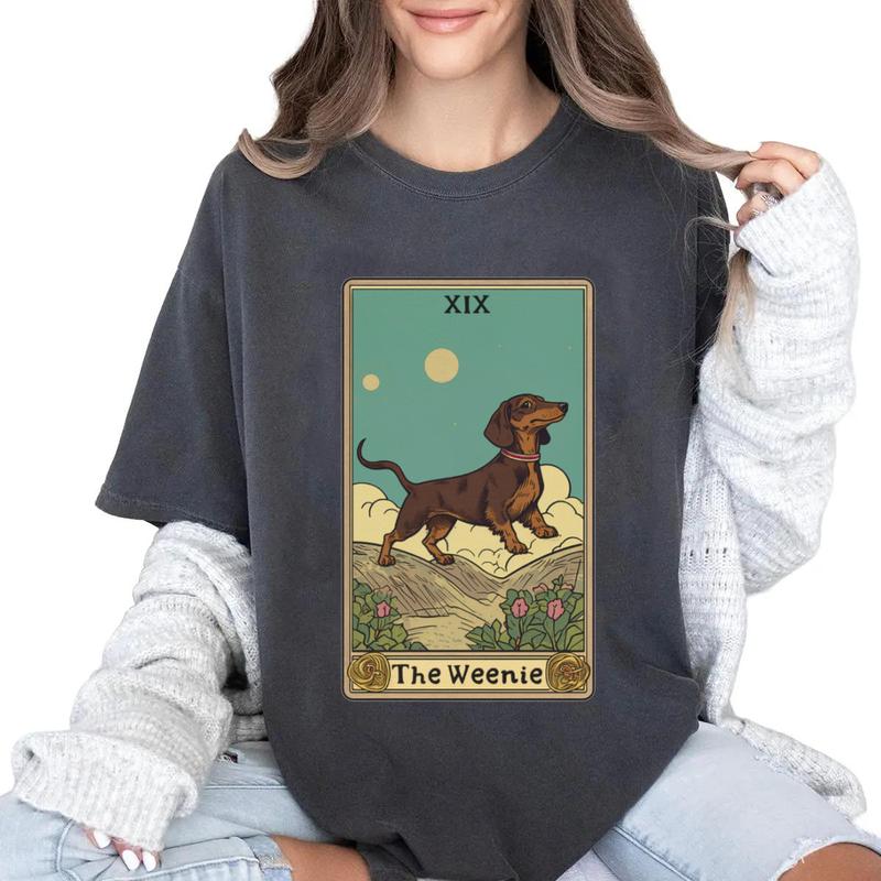 Dachshund T Shirt, Doxie Tarot Card T-Shirt Unisex Classic Cotton Hoodie Sweatshirt | TeeSparky.com (Image 3)