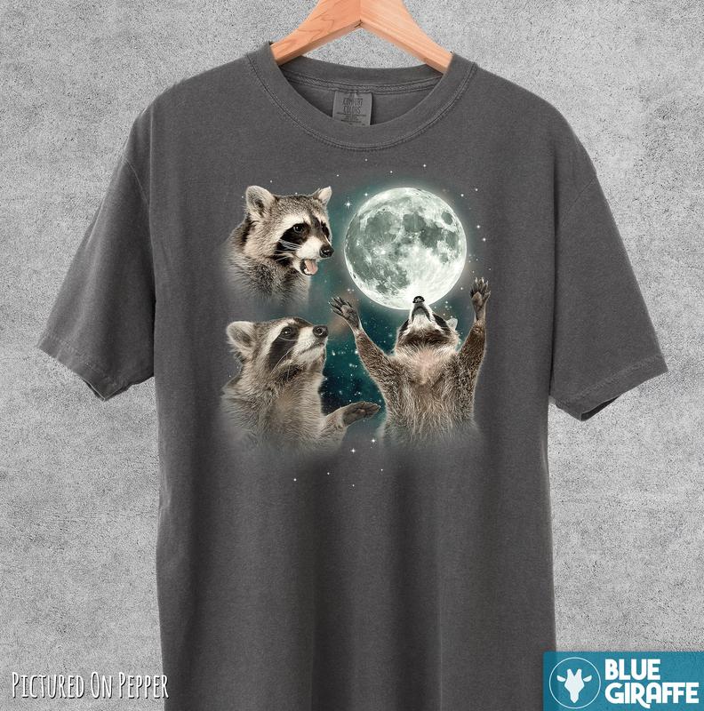Three Raccoons Vintage Shirt, Retro Raccoon Moon Tshirt, Raccoon Lovers T Shirt, Funny Raccon Tee, Oversized Washed Tee, Raccoon Gifts, Comfort Colors