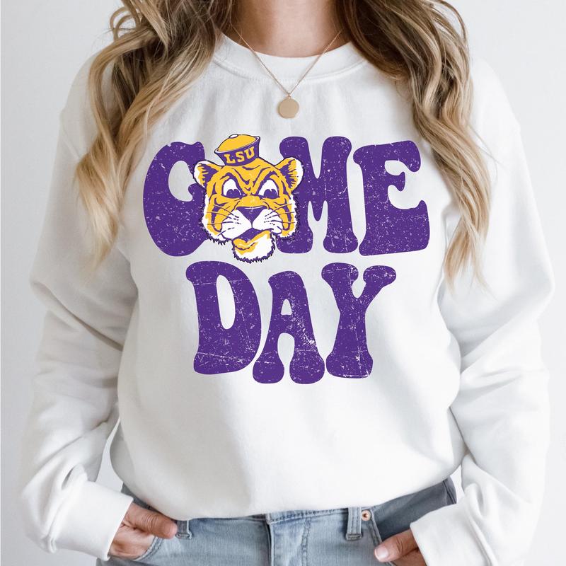 LSU Tigers Vintage College Game Day Football NCAA Sweatshirt, Vintage Sweatshirt NCAA, Classic Sport Sweatshirt, Gifts For Football Fan Sport