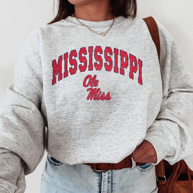 Ole Miss Rebels Vintage Football NCAA Trendy Sweatshirt, University of Mississippi Unisex Football NCAA Shirt, Gift For Men, Gift For Girls, Crewneck, Cotton, Sweaters, Pullover