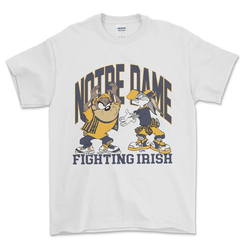 University Of Notre Dame Fighting Irish Looney Tunes T-Shirt, graphic vintage sports tees for men