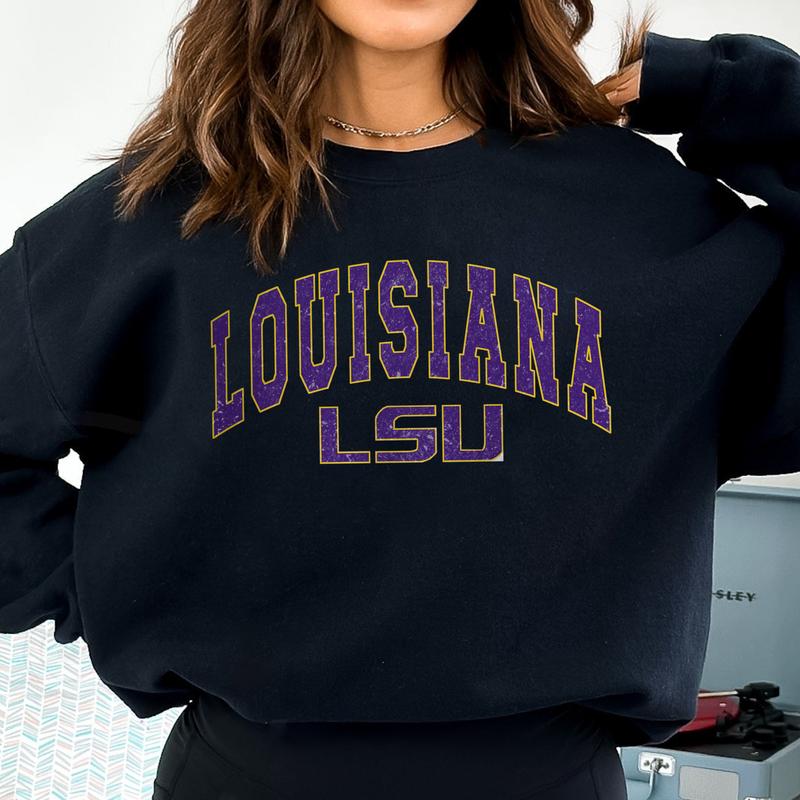 LSU Tigers Vintage Football NCAA Trendy Sweatshirt, Louisiana State University Unisex Football NCAA Shirt, Gift For Men, Gift For Girls, Crewneck, Cot