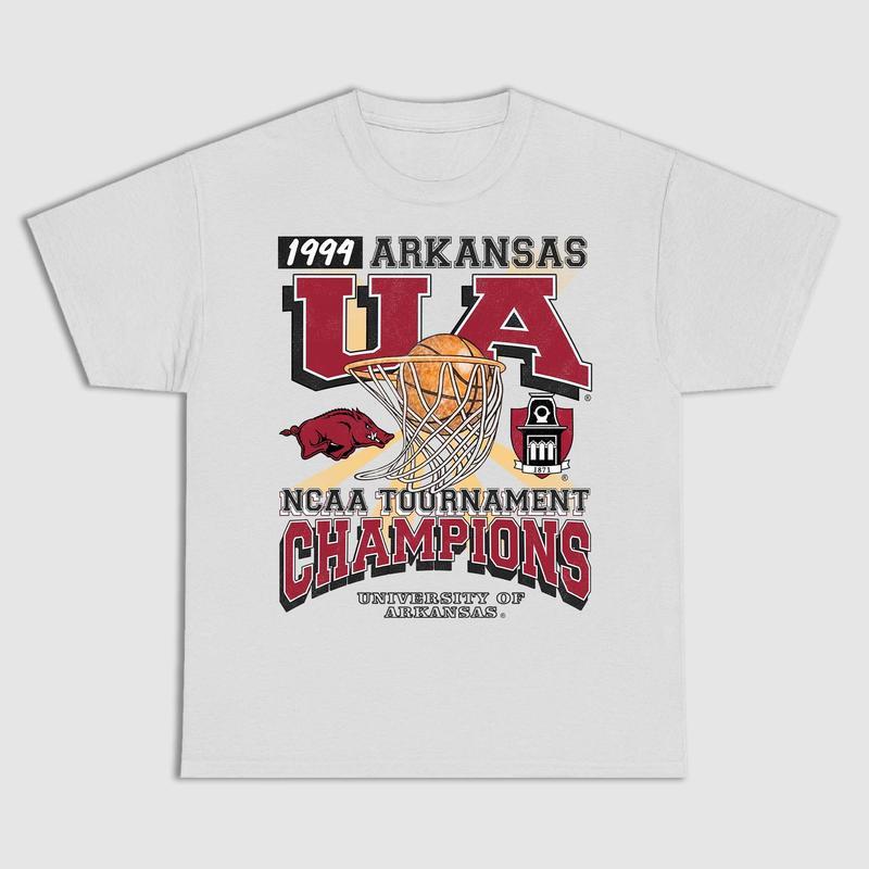 University of Arkansas Tournament Champs NC AA Merch, graphic vintage sports tees summer shirts for men