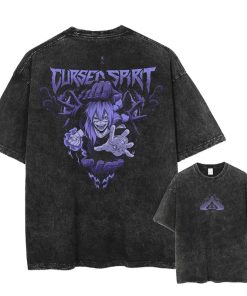 Retro Cursed Spirits Jujutsu Kaisen Anime Vintage Oversized Washed Tee Unisex Mineral Anime Manga Washed Heavy Cotton T-shirt, Gift For Anime Fan, Anime Lover
