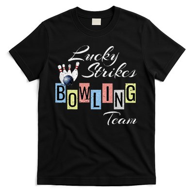 Funny Bowling Team Lucky Strikes Fun Bowler League T-Shirt