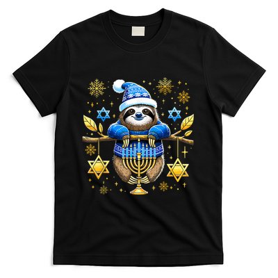 Funny Hanukkah Sloth Jewish Chanukah Sleeping Hanukkah Pjs T-Shirt Hoodie Sweatshirt | TeeSparky.com