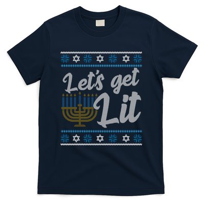 Funny Ugly Hanukkah Lets Get Lit Menorah T-Shirt Hoodie Sweatshirt | TeeSparky.com