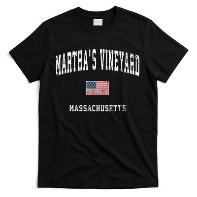 Marthas Vineyard Massachusetts Ma Vintage American Flag T-Shirt