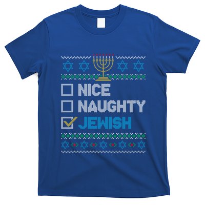 Nice Naughty Jewish Ugly Christmas Sweater Funny Hanukkah Gift T-Shirt Hoodie Sweatshirt | TeeSparky.com