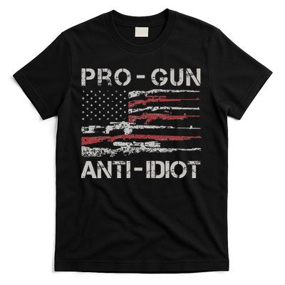 Pro Gun Anti Idiot Vintage USA Flag 2nd Amendment T-Shirt