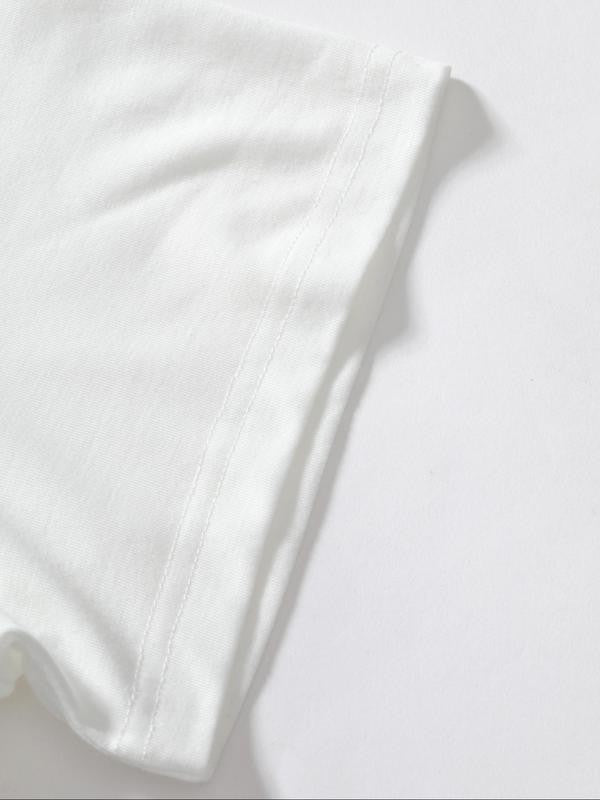 Women's Rose & Letter Print Round Neck Tee, Vintage Trendy Casual GraphicÂ Short Sleeve T-shirt For Daily Wear, Ladies Summer Outfit Valentine's Day, gift