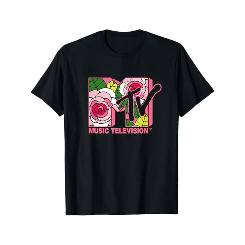 Vintage MTV Pink Rose Graphic Tee - 100% Cotton, Casual T-Shirt for Men & Women - Perfect Gift for Halloween, Thanksgiving, Christmas - Sizes S to XXXL