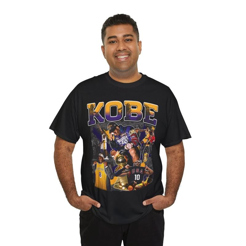 Kobe Vintage Basketball Fan Graphic Tee Retro 90s Baller Styled Streetwear Shirt Casual Cotton Menswear Top Classic Man Tshirt Smooth