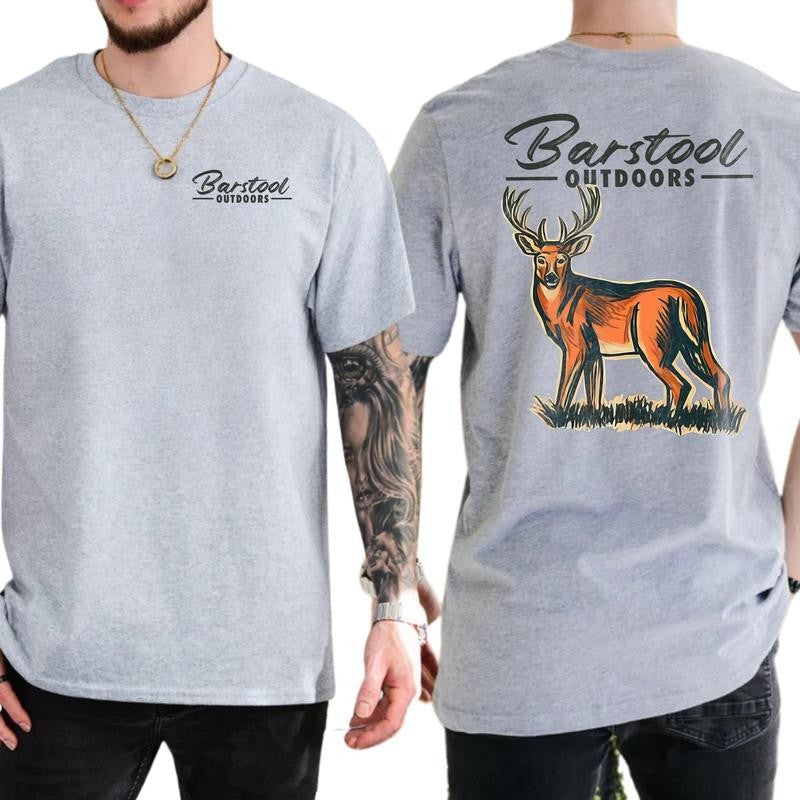 Vintage Busch Light Outdoors Deer Hunt T-shirt 2-Sided, Men's Deer Hunting Tops, Buck Hunt Shirt, Unisex Hunter Tee, Classic Cotton Fabric Menswear