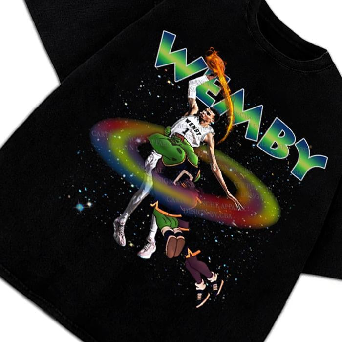 Victor Wembanyama Wemby Space Monstar Jam 90's Vintage Style Retro Custom Graphic Design T-Shirt