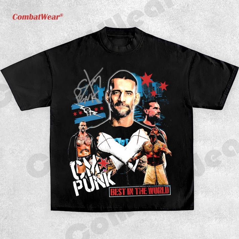 CM PUNK TEE, Wrestling Tee, Wrestling Graphic Tee, Wrestler Shirt, Sports Shirt, Vintage Wresting Shirt, Wrestling Gift Hoodie Sweatshirts