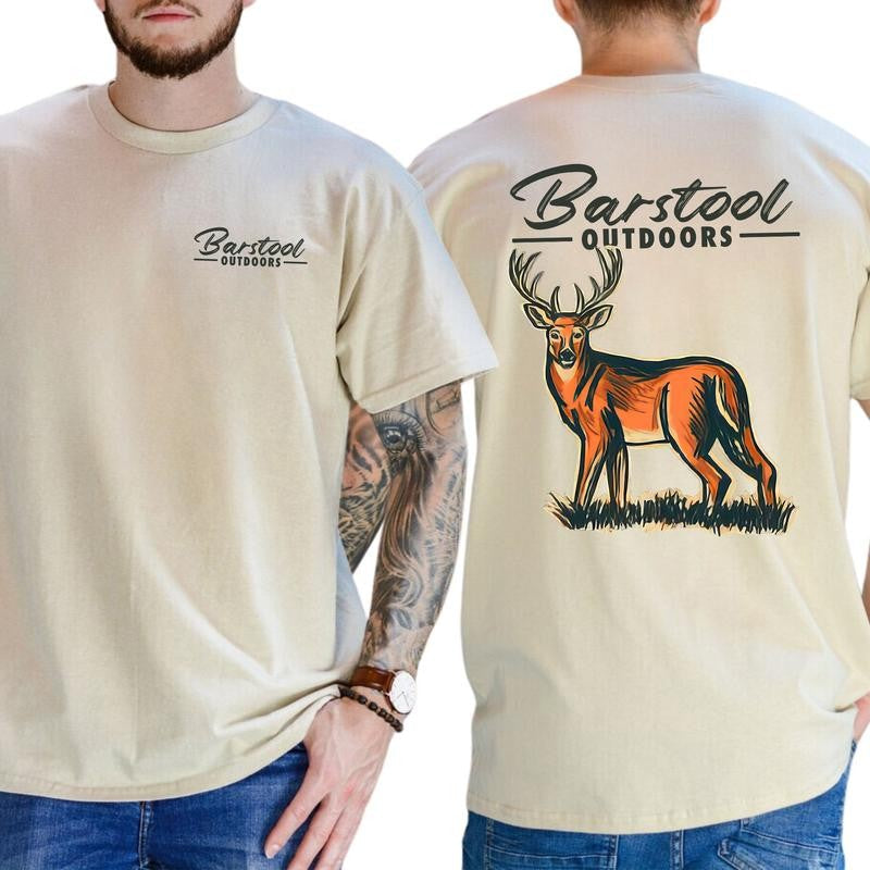 Vintage Busch Light Outdoors Deer Hunt T-shirt 2-Sided, Men's Deer Hunting Tops, Buck Hunt Shirt, Unisex Hunter Tee, Classic Cotton Fabric Menswear