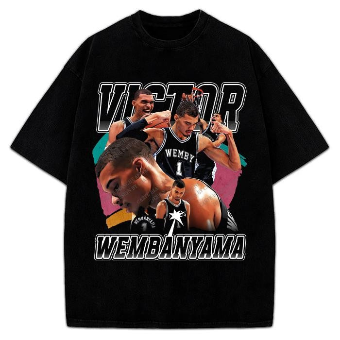 Victor Wembanyama Wemby Space Monstar Jam 90's Vintage Style Retro Custom Graphic Design T-Shirt Crewneck Cotton Menswear Top