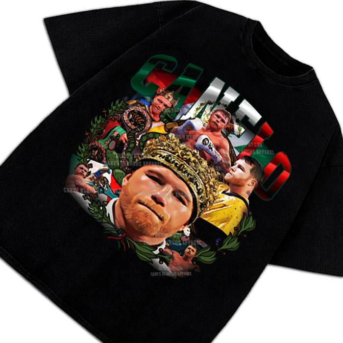 Canelo Alvarez Saul Mexico King Canelo Goat Boxing Vintage Style Graphic Design T-Shirt Crewneck Cotton