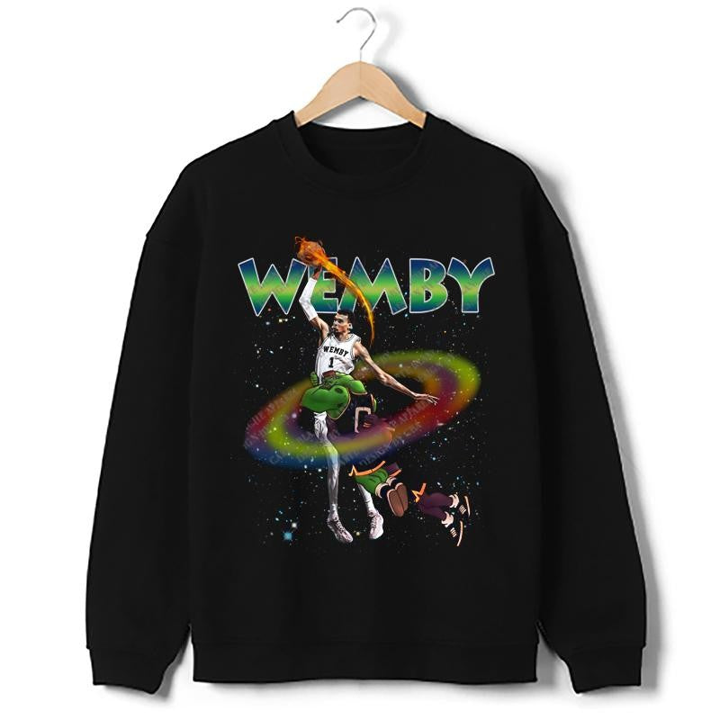 Victor Wembanyama Wemby Space Monstar Jam 90's Vintage Style Retro Custom Graphic Design T-Shirt