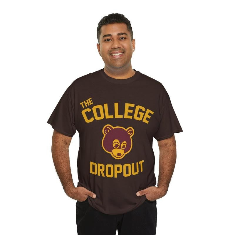 College Dropout Inspired Graphic Tee Menswear Retro Shirt T-Shirt Top Vintage Comfy Classic Cotton Casual Tshirt Streetwear
