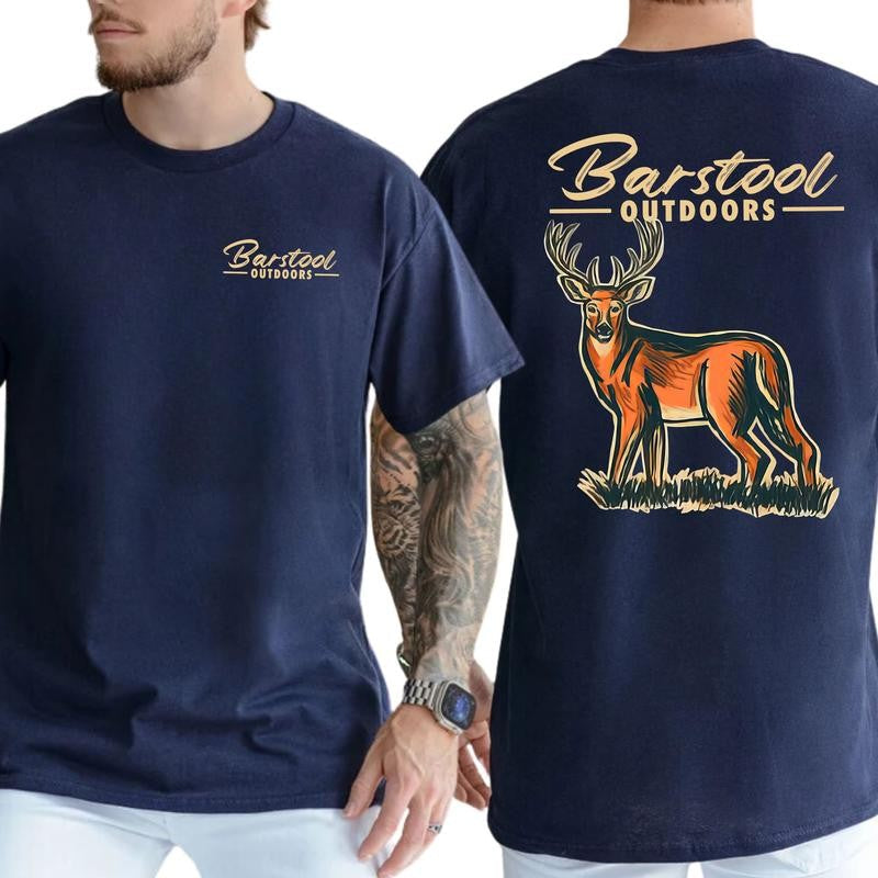 Vintage Busch Light Outdoors Deer Hunt T-shirt 2-Sided, Men's Deer Hunting Tops, Buck Hunt Shirt, Unisex Hunter Tee, Classic Cotton Fabric Menswear