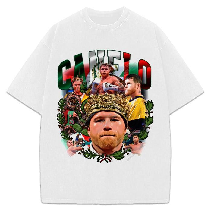Canelo Alvarez Saul Mexico King Canelo Goat Boxing Vintage Style Graphic Design T-Shirt Crewneck Cotton
