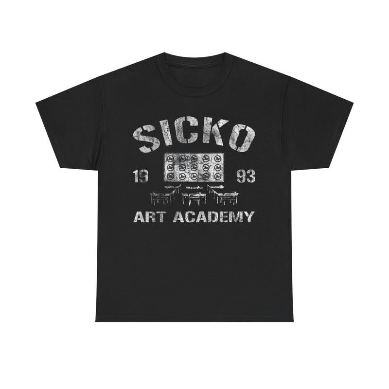 Black Tee Art Academy Casual Classic Cotton Menswear Retro Shirt Top Vintage Comfy Day Graphic Smooth T-Shirt Underwear Tshirt Streetwear Man Shortsleeve Crewneck