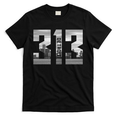 Vintage Detroit Michigan 313 Area Code Skyline T-Shirt