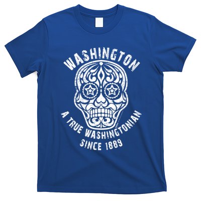 Vintage Washington A True Washingtonian 4th Of July Skull Gift T-Shirt